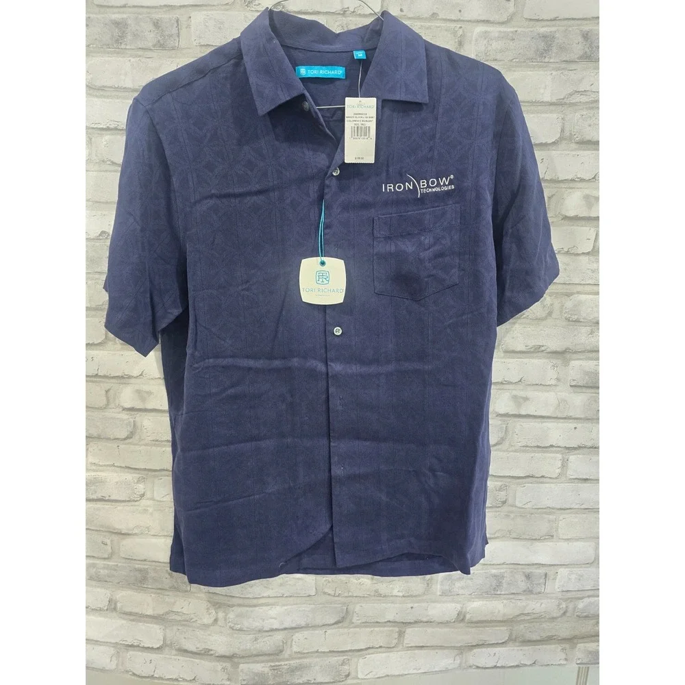 Tori Richard M‎ Geometric Breeze Block Midnight Blue Hawaiian/Aloha NWT Logo